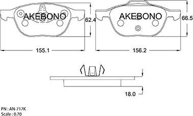 Akebono AN-717K - Гальмівні колодки, дискові гальма avtolavka.club