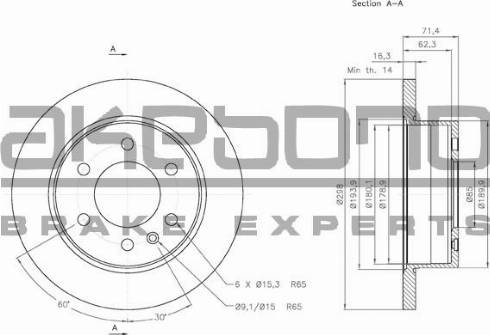 Akebono BN-0177 - Гальмівний диск avtolavka.club