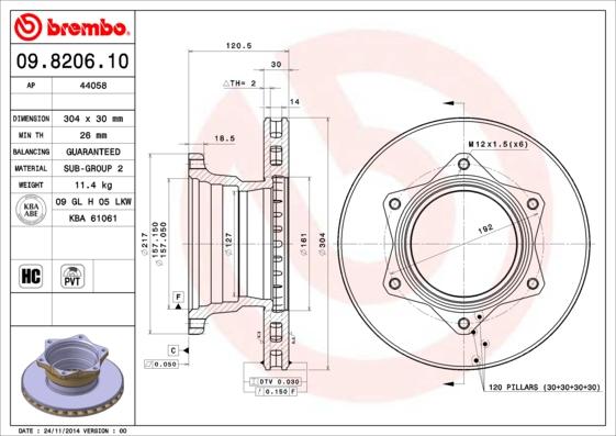 AP 44058 - Гальмівний диск avtolavka.club