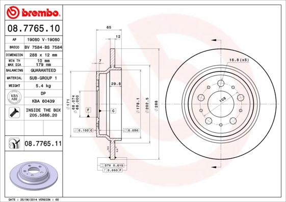 AP 19080 V - Гальмівний диск avtolavka.club