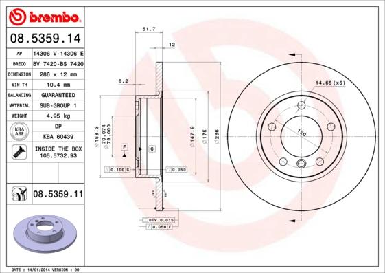 AP 14306 V - Гальмівний диск avtolavka.club