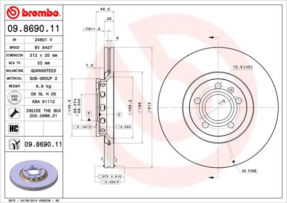 AP 24801 V - Гальмівний диск avtolavka.club