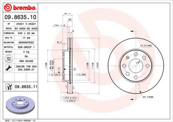 AP 24221 V - Гальмівний диск avtolavka.club