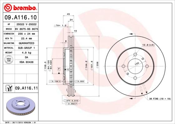 AP 25022 V - Гальмівний диск avtolavka.club