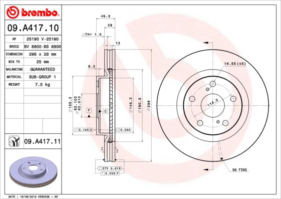 AP 25190 V - Гальмівний диск avtolavka.club