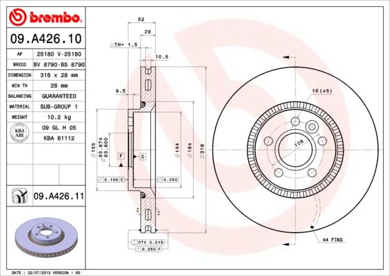 AP 25180 V - Гальмівний диск avtolavka.club