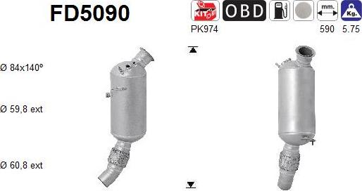 AS FD5090 - Сажі / частковий фільтр, система вихлопу ОГ avtolavka.club