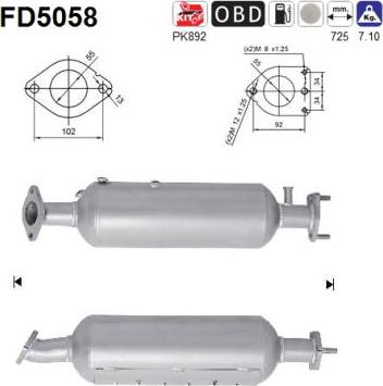 AS FD5058 - Сажі / частковий фільтр, система вихлопу ОГ avtolavka.club