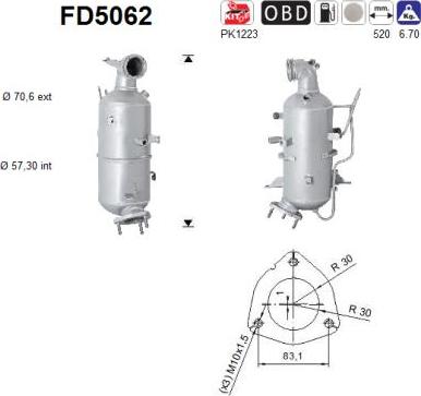 AS FD5062 - Сажі / частковий фільтр, система вихлопу ОГ avtolavka.club