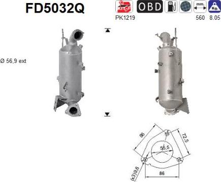 AS FD5032Q - Сажі / частковий фільтр, система вихлопу ОГ avtolavka.club