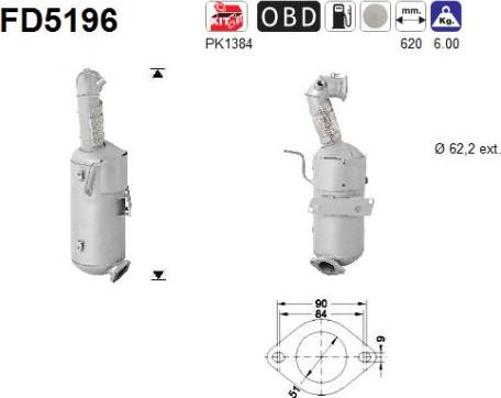 AS FD5196 - Сажі / частковий фільтр, система вихлопу ОГ avtolavka.club