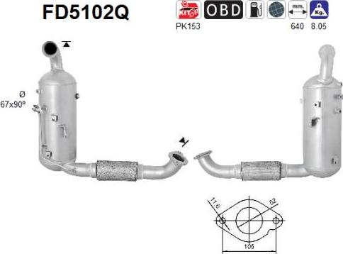 AS FD5102Q - Сажі / частковий фільтр, система вихлопу ОГ avtolavka.club