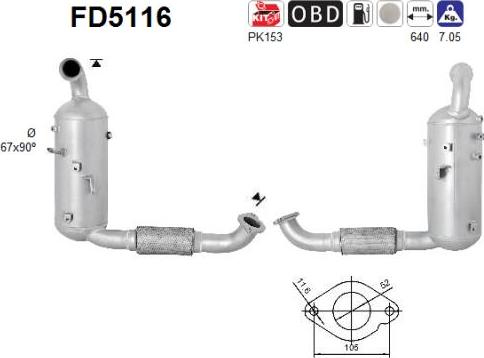 AS FD5116 - Сажі / частковий фільтр, система вихлопу ОГ avtolavka.club