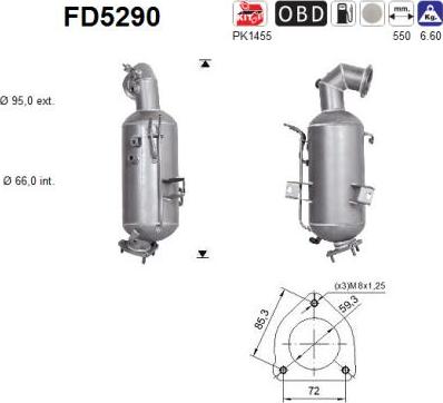 AS FD5290 - Сажі / частковий фільтр, система вихлопу ОГ avtolavka.club