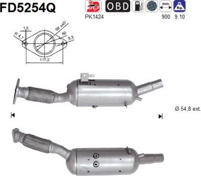 AS FD5254Q - Сажі / частковий фільтр, система вихлопу ОГ avtolavka.club