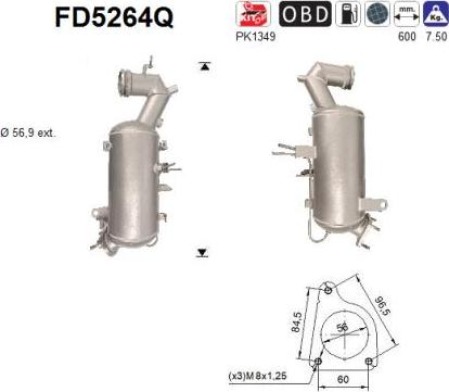 AS FD5264Q - Сажі / частковий фільтр, система вихлопу ОГ avtolavka.club