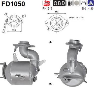 AS FD1050 - Сажі / частковий фільтр, система вихлопу ОГ avtolavka.club