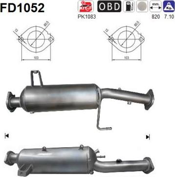 AS FD1052 - Сажі / частковий фільтр, система вихлопу ОГ avtolavka.club