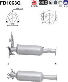 AS FD1063Q - Сажі / частковий фільтр, система вихлопу ОГ avtolavka.club