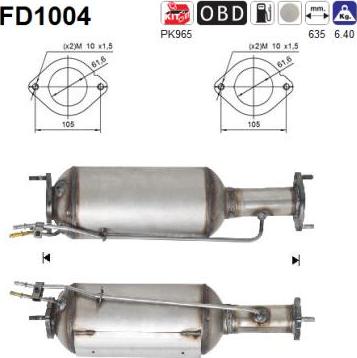 AS FD1004 - Сажі / частковий фільтр, система вихлопу ОГ avtolavka.club