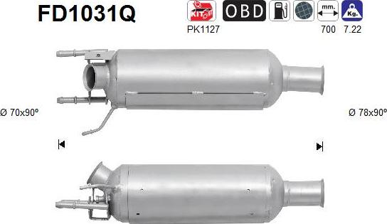 AS FD1031Q - Сажі / частковий фільтр, система вихлопу ОГ avtolavka.club