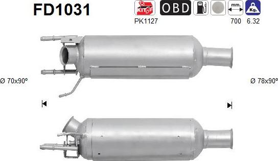 AS FD1031 - Сажі / частковий фільтр, система вихлопу ОГ avtolavka.club