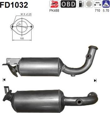 AS FD1032 - Сажі / частковий фільтр, система вихлопу ОГ avtolavka.club