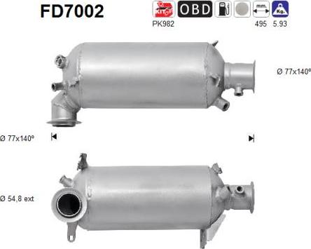 AS FD7002 - Сажі / частковий фільтр, система вихлопу ОГ avtolavka.club