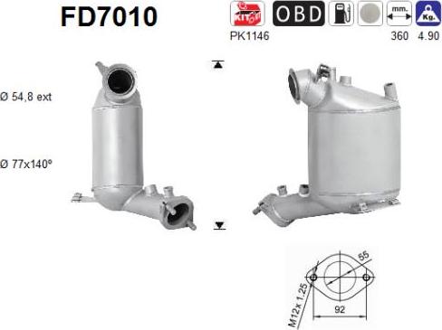 AS FD7010 - Сажі / частковий фільтр, система вихлопу ОГ avtolavka.club