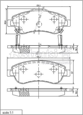 Ashuki H025-45 - Гальмівні колодки, дискові гальма avtolavka.club