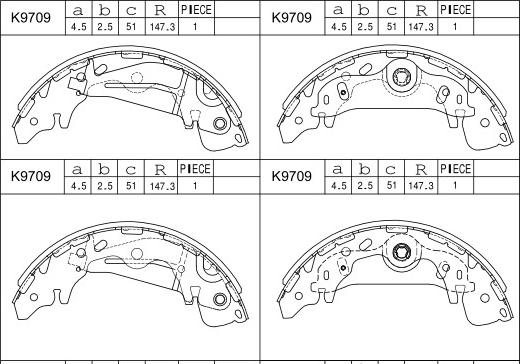 Asimco K9709 - Комплект гальм, барабанний механізм avtolavka.club