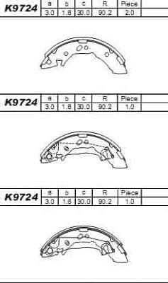 Asimco K9724 - Комплект гальм, барабанний механізм avtolavka.club