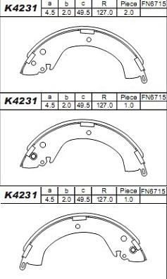 Asimco K4231 - Комплект гальм, барабанний механізм avtolavka.club