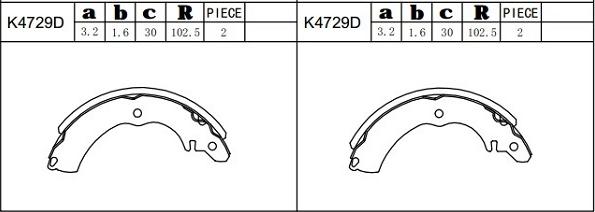 Asimco K4729D - Комплект гальм, барабанний механізм avtolavka.club