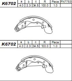 Asimco K6702 - Комплект гальм, барабанний механізм avtolavka.club