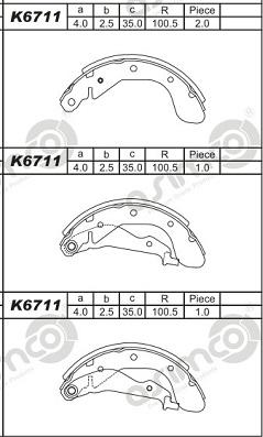 Asimco K6711 - Комплект гальм, барабанний механізм avtolavka.club