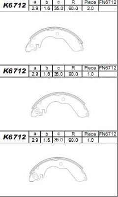 Asimco K6712 - Комплект гальм, барабанний механізм avtolavka.club