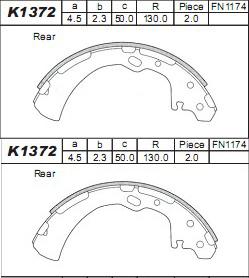 Asimco K1372 - Комплект гальм, барабанний механізм avtolavka.club