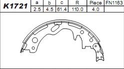 Asimco K1721 - Комплект гальм, барабанний механізм avtolavka.club
