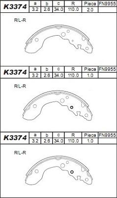 Asimco K3374 - Комплект гальм, барабанний механізм avtolavka.club