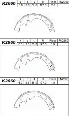 Asimco K2660 - Комплект гальм, барабанний механізм avtolavka.club