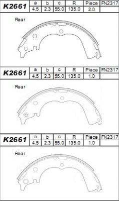 Asimco K2661 - Комплект гальм, барабанний механізм avtolavka.club