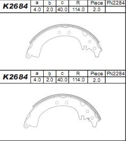 Asimco K2684 - Комплект гальм, барабанний механізм avtolavka.club