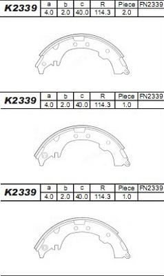 Asimco K2339 - Комплект гальм, барабанний механізм avtolavka.club