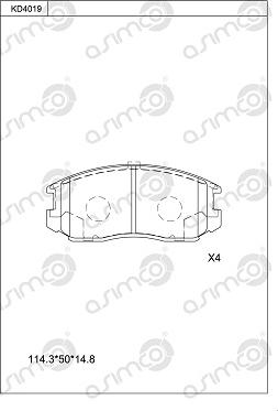 Asimco KD4019 - Гальмівні колодки, дискові гальма avtolavka.club