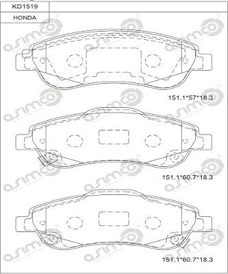 Asimco KD1519 - Гальмівні колодки, дискові гальма avtolavka.club