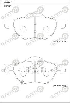 Asimco KD1747 - Гальмівні колодки, дискові гальма avtolavka.club