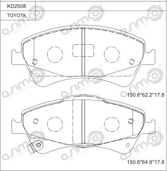 Asimco KD2508 - Гальмівні колодки, дискові гальма avtolavka.club