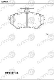 Asimco KD7169 - Гальмівні колодки, дискові гальма avtolavka.club