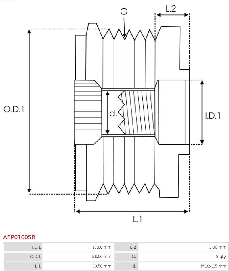 AS-PL AFP0100SR - Ремінний шків, генератор avtolavka.club